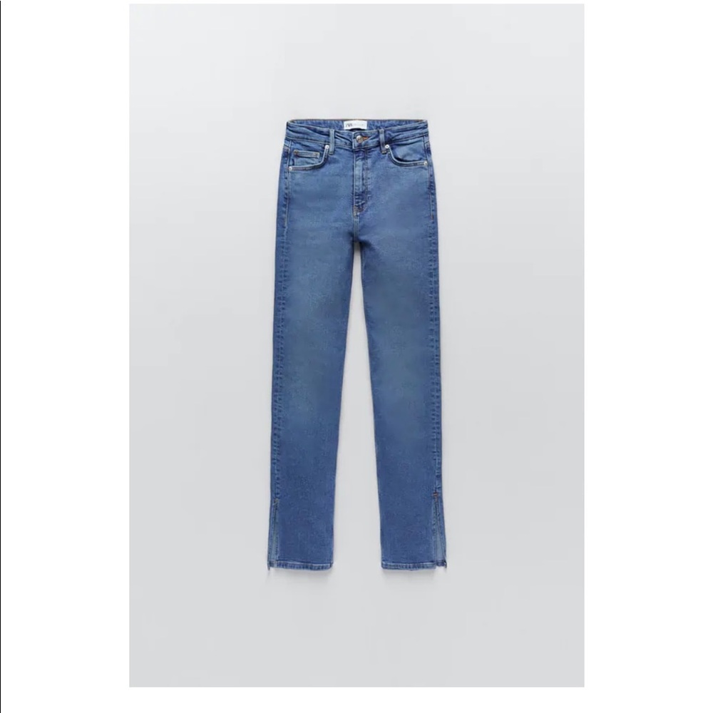 High rise split skinny jeans.